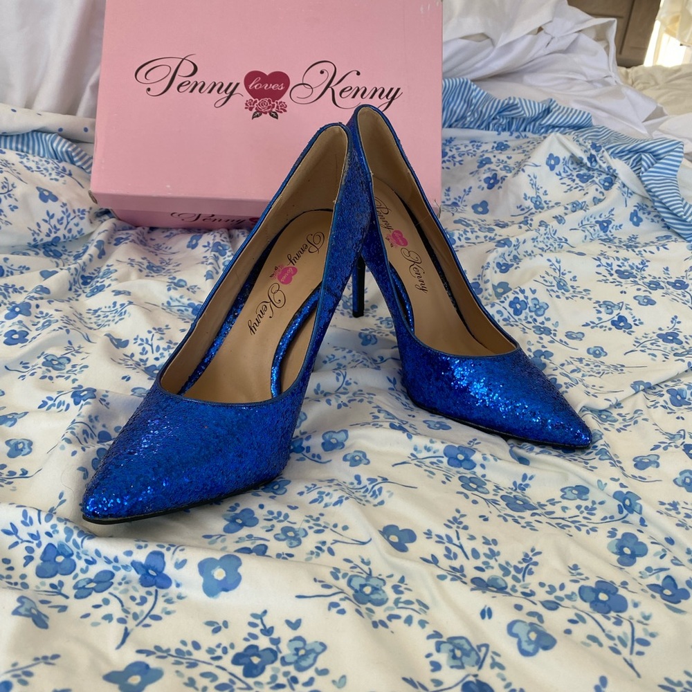 Sparkly Blue Heels NWOT Penny Loves Kenny 4 Inch Heel! - Picture 1 of 5